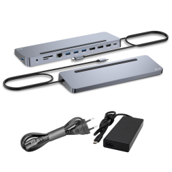 i-tec C31FLAT2PDPRO100W — Dock ergonomique USB-C HDMI + deux DisplayPort, chargeur 100 W