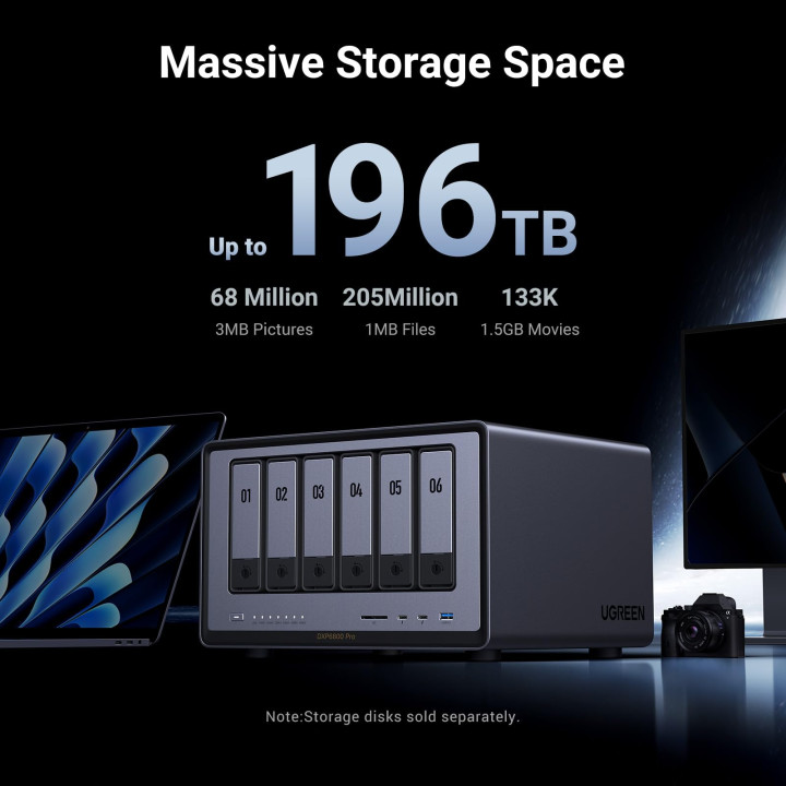 Ugreen DXP6800 Pro NAS Bureau Intel® Core™ i5 8 Go DDR5 Gris, Noir — vue 4