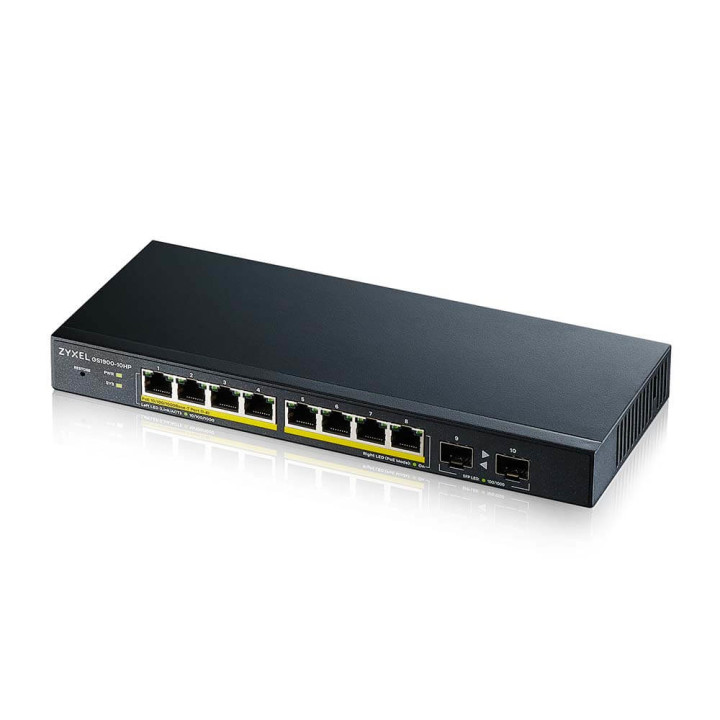 Zyxel GS1900-10HP Géré L2 Gigabit Ethernet (10/100/1000) Connexion Ethernet, supportant l'alimentation via ce  — vue 1