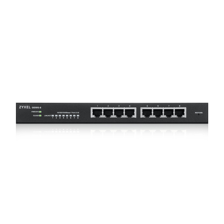 Zyxel GS1915-8 Géré L2 Gigabit Ethernet (10/100/1000) Noir — vue 2