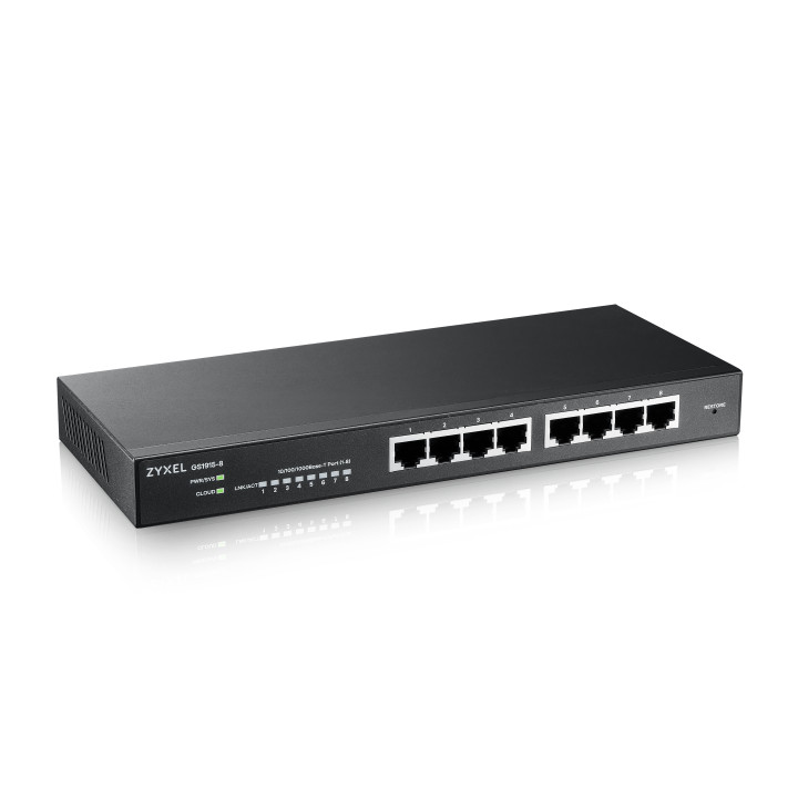Zyxel GS1915-8 Géré L2 Gigabit Ethernet (10/100/1000) Noir — vue 3