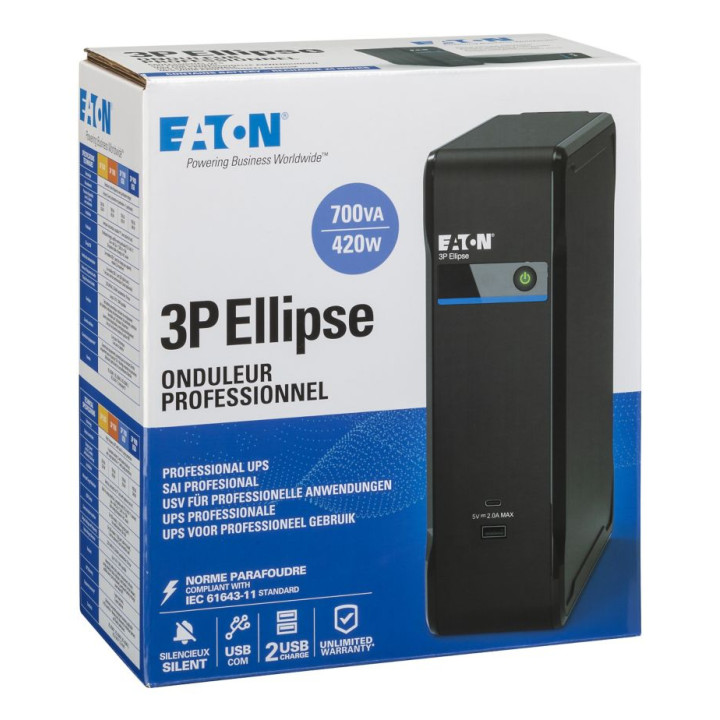 Eaton 3P Ellipse 700 alimentation d'énergie non interruptible Veille 0,7 kVA 420 W 4 sortie(s) CA — vue 1