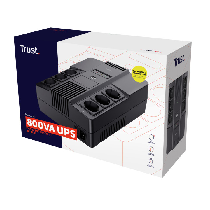 Trust Maxxon alimentation d'énergie non interruptible 0,8 kVA 6 sortie(s) CA — vue 4