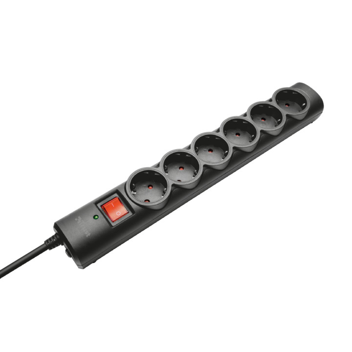 Trust 21059 protection surtension Noir 6 sortie(s) CA 1,8 m — vue 1