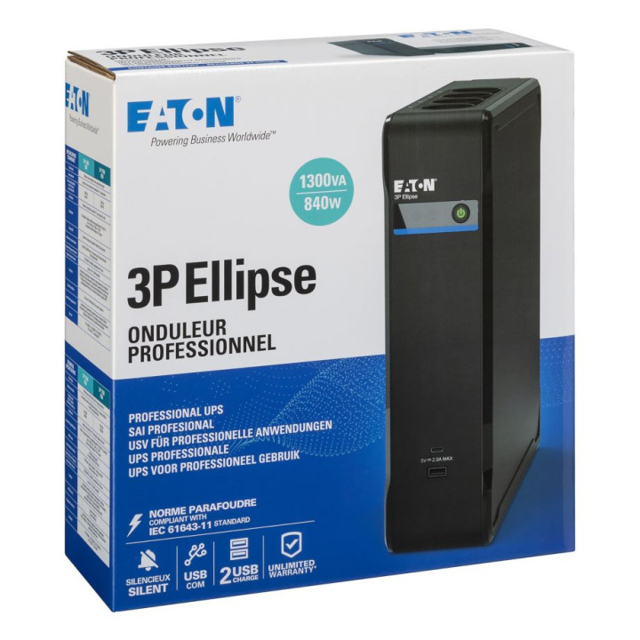 Eaton 3P Ellipse 1300 alimentation d'énergie non interruptible Veille 1,3 kVA 840 W 8 sortie(s) CA — vue 2