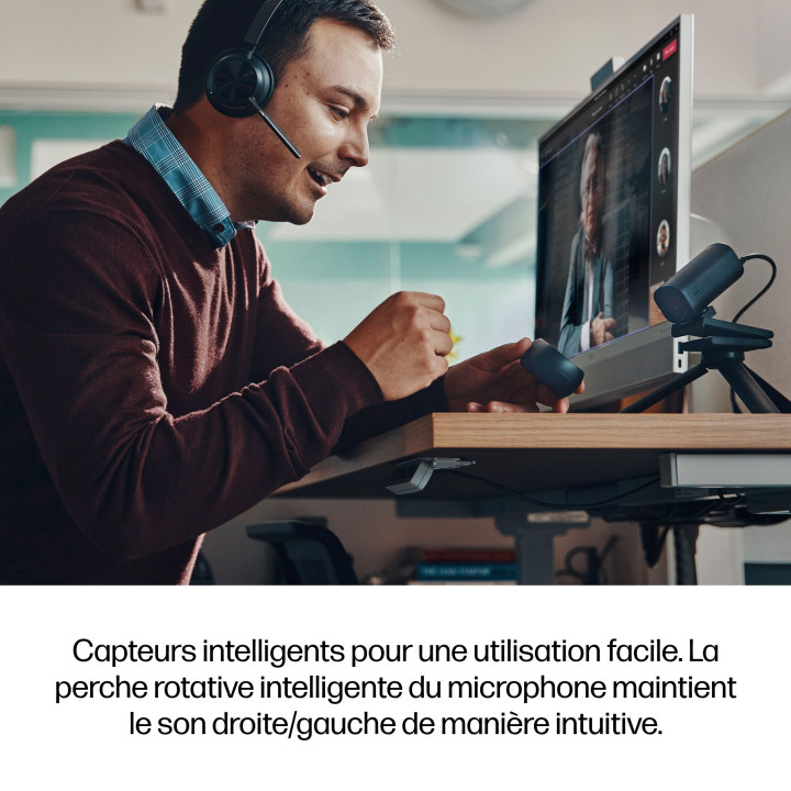 HP Poly Micro-casque Poly Voyager Focus 2 USB-C-C certifié Microsoft Teams + adaptateur USB-C/A +base de charg — vue 2