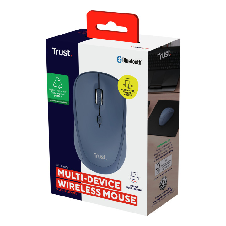 Trust Yvi+ souris Universel Ambidextre RF sans fil + Bluetooth Optique 1600 DPI — vue 5
