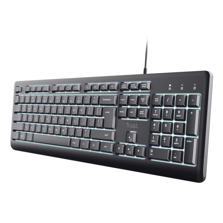 Trust Primo Beleuchtete clavier maison/bureau USB AZERTY Français Noir — vue 1