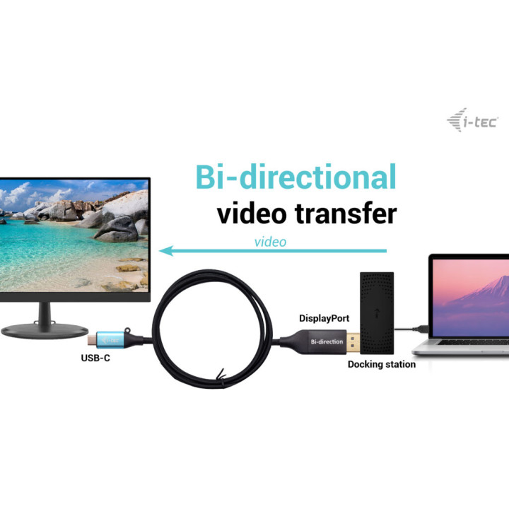 i-tec USB-C DisplayPort Bi-Directional Cable Adapter 8K/30Hz 150cm — vue 2