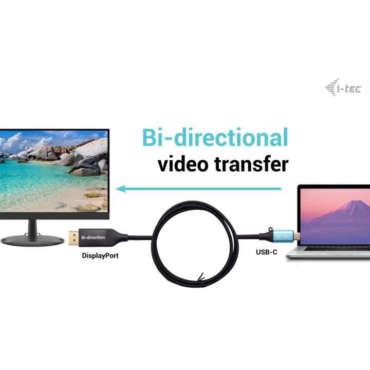 i-tec USB-C DisplayPort Bi-Directional Cable Adapter 8K/30Hz 150cm — vue 3