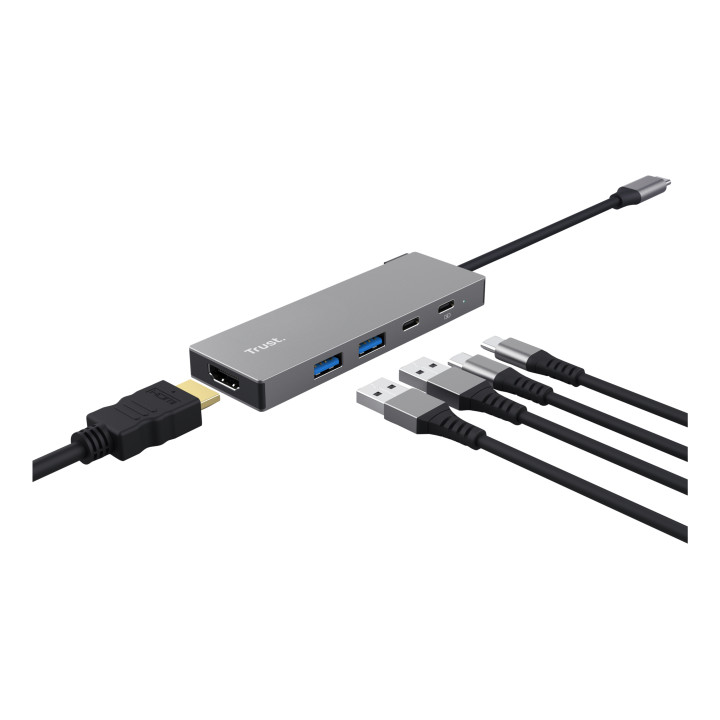 Trust 26062 hub & concentrateur USB Type-C Gris — vue 2