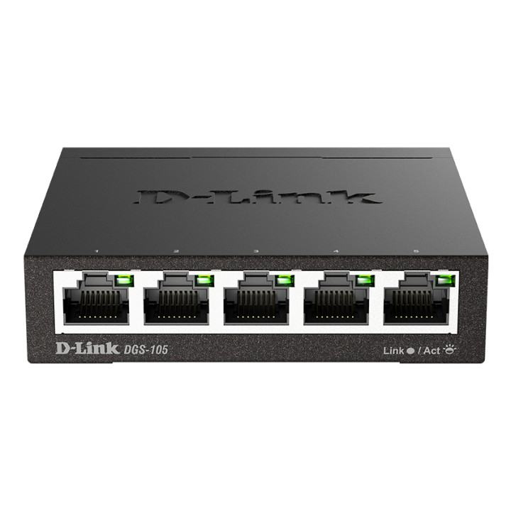D-Link DGS-105 Non-géré L2 Gigabit Ethernet (10/100/1000) Noir — vue 1