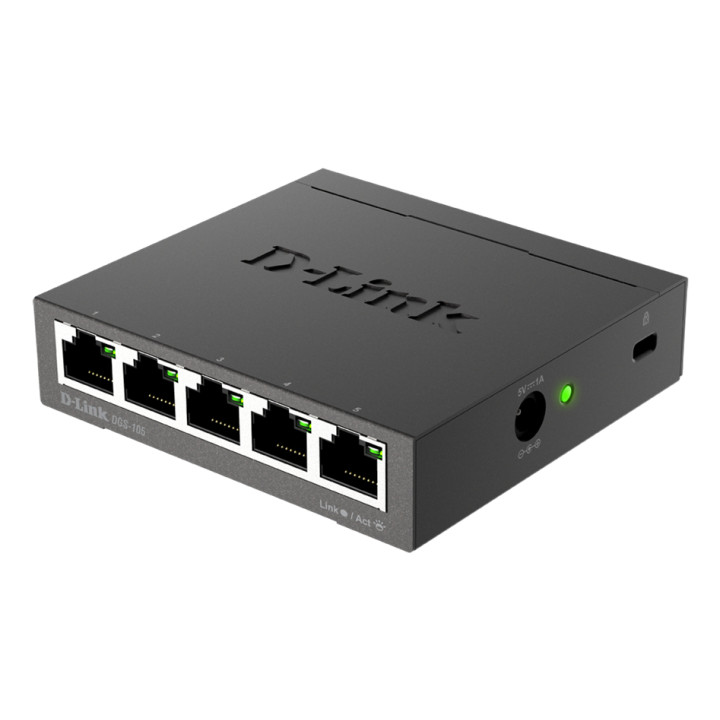 D-Link DGS-105 Non-géré L2 Gigabit Ethernet (10/100/1000) Noir — vue 2