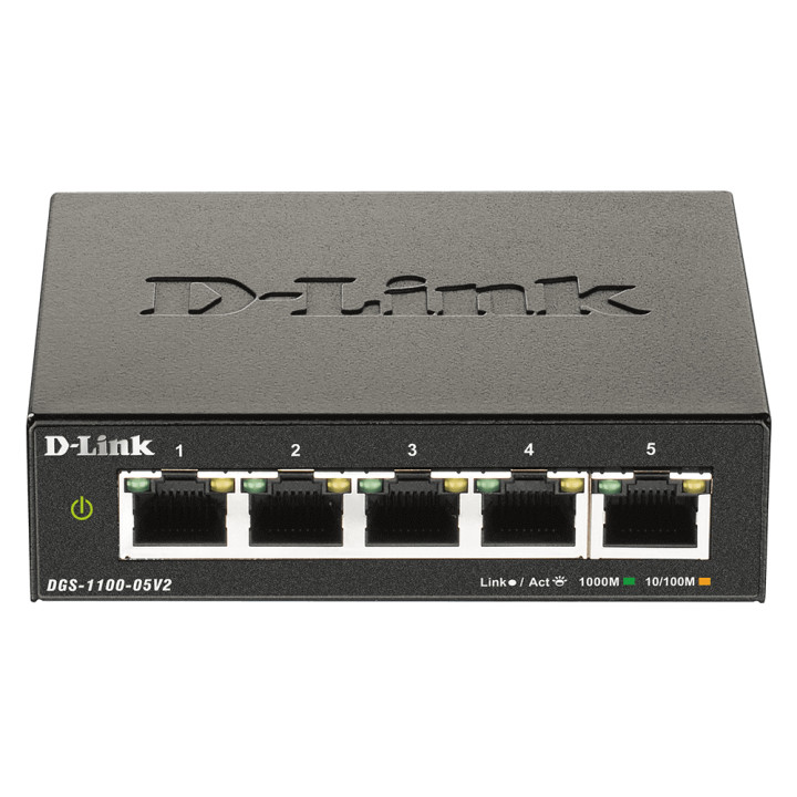 D-Link DGS-1100-05V2/E commutateur réseau Géré L2 Gigabit Ethernet (10/100/1000) Noir — vue 1