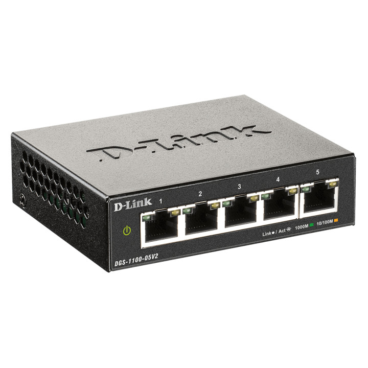 D-Link DGS-1100-05V2/E commutateur réseau Géré L2 Gigabit Ethernet (10/100/1000) Noir — vue 3