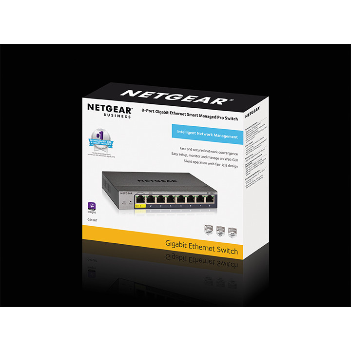 NETGEAR GS108T Géré L2 Gigabit Ethernet (10/100/1000) Gris — vue 3