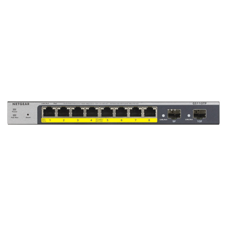 NETGEAR GS110TP Géré L2/L3/L4 Gigabit Ethernet (10/100/1000) Connexion Ethernet, supportant l'alimentation via — vue 2