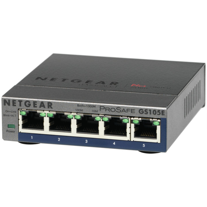NETGEAR GS105E-200PES commutateur réseau Géré L2/L3 Gigabit Ethernet (10/100/1000) Gris — vue 1
