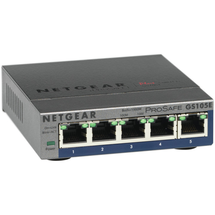 NETGEAR GS105E-200PES commutateur réseau Géré L2/L3 Gigabit Ethernet (10/100/1000) Gris — vue 2