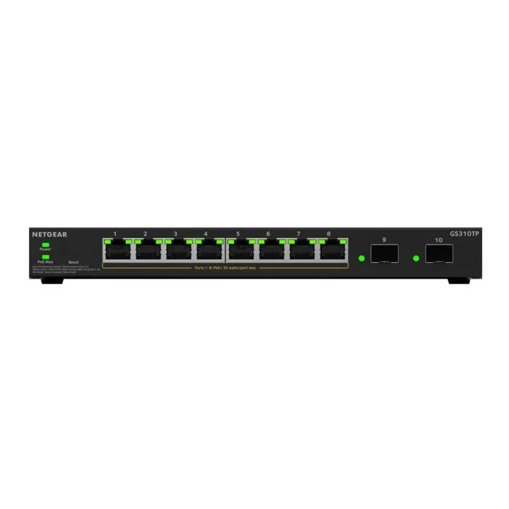 NETGEAR GS310TPv2 Géré L2/L3 Gigabit Ethernet (10/100/1000) Connexion Ethernet, supportant l'alimentation via  — vue 2