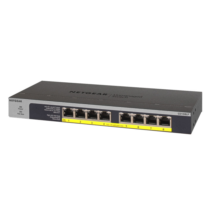 NETGEAR GS108LP Non-géré Gigabit Ethernet (10/100/1000) Connexion Ethernet, supportant l'alimentation via ce p — vue 4