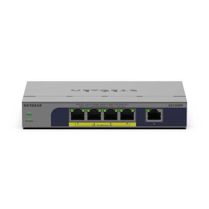 NETGEAR GS105PP Non-géré Gigabit Ethernet (10/100/1000) Connexion Ethernet, supportant l'alimentation via ce p — vue 2