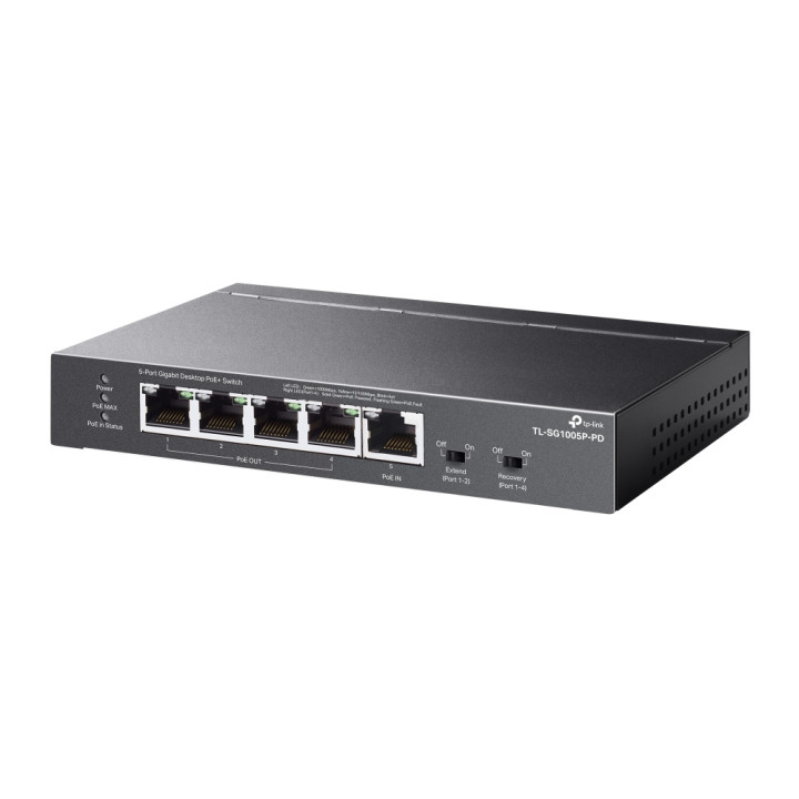 TP-Link TL-SG1005P-PD commutateur réseau Gigabit Ethernet (10/100/1000) Connexion Ethernet, supportant l'alime — vue 3
