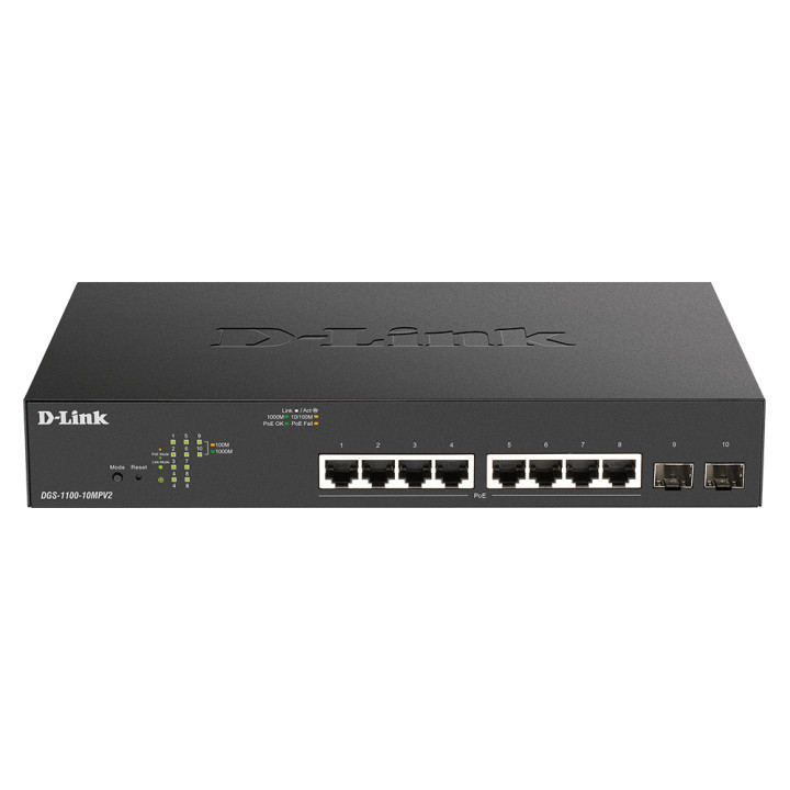 D-Link DGS-1100-10MPV2 Géré L2 Gigabit Ethernet (10/100/1000) Connexion Ethernet, supportant l'alimentation vi — vue 1