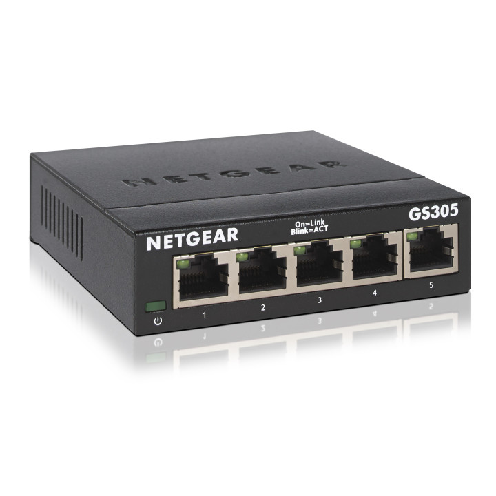 NETGEAR GS305 Non-géré L2 Gigabit Ethernet (10/100/1000) Noir — vue 1