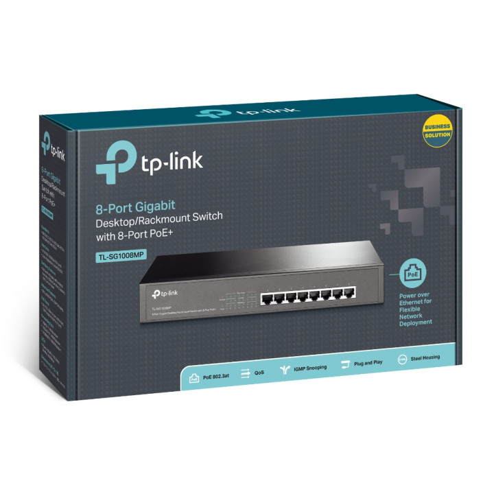 TP-Link TL-SG1008MP commutateur réseau Non-géré Gigabit Ethernet (10/100/1000) Connexion Ethernet, supportant  — vue 4