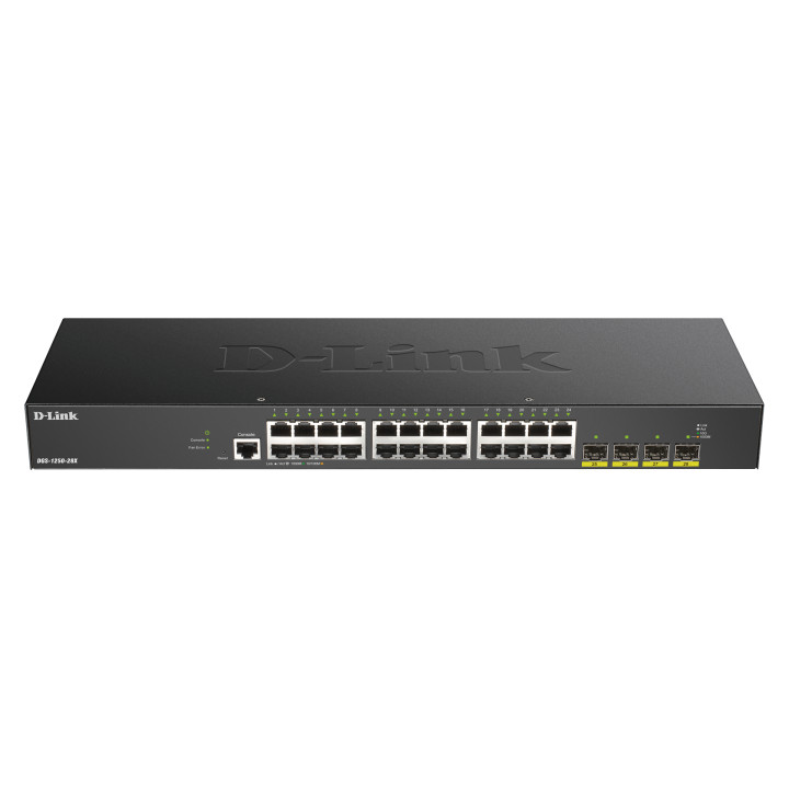 D-Link DGS-1250-28X Géré L3 Gigabit Ethernet (10/100/1000) Noir — vue 1