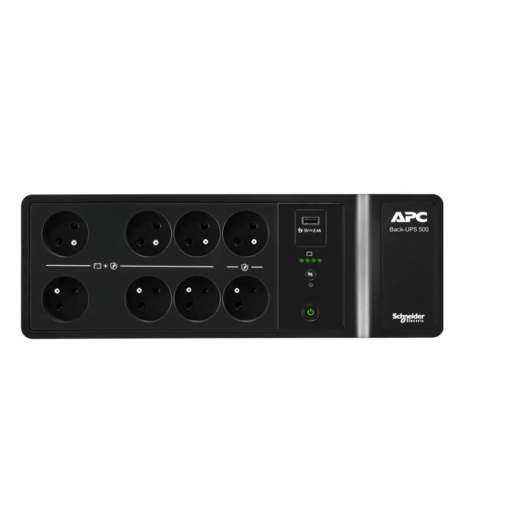 APC Back-UPS BE500G2-FR - Onduleur 8x broches terre (Belgique), 500VA, 1 chargeur USB, 1 port data USB — vue 2