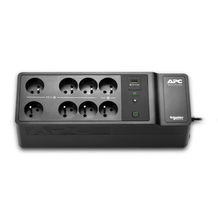 APC Back-UPS BE500G2-FR - Onduleur 8x broches terre (Belgique), 500VA, 1 chargeur USB, 1 port data USB — vue 3