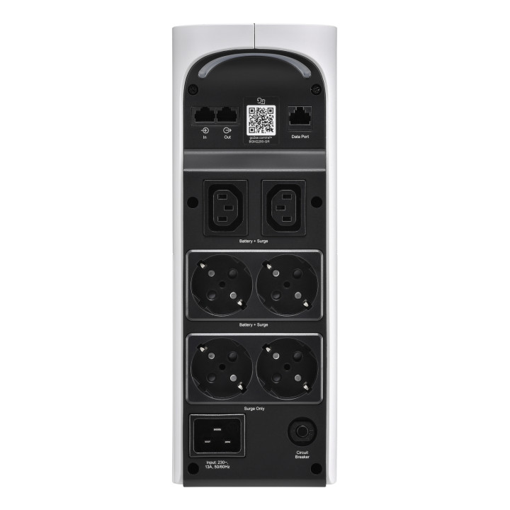 APC Back-UPS Pro for Gaming, 2200VA/1320W, Tower, 230V, 4x Schuko and 2x IEC C13 outlets, RGB Lights, Pure Sin — vue 2