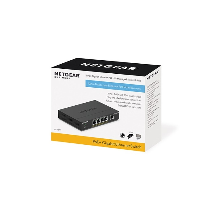NETGEAR GS305PP Non-géré Gigabit Ethernet (10/100/1000) Connexion Ethernet, supportant l'alimentation via ce p — vue 5