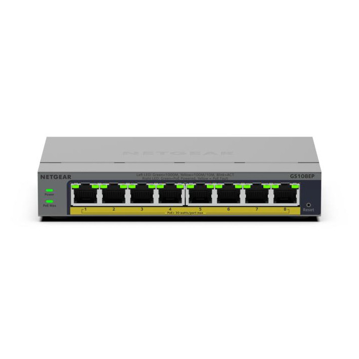 NETGEAR GS108EP Géré L2/L3 Gigabit Ethernet (10/100/1000) Gris — vue 2