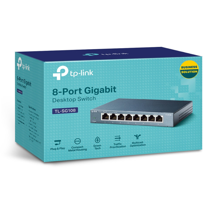 TP-Link TL-SG108 commutateur réseau Non-géré L2 Gigabit Ethernet (10/100/1000) Noir — vue 3