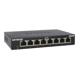 NETGEAR GS308-300PES commutateur réseau Non-géré L2 Gigabit Ethernet (10/100/1000) Noir — vue 1