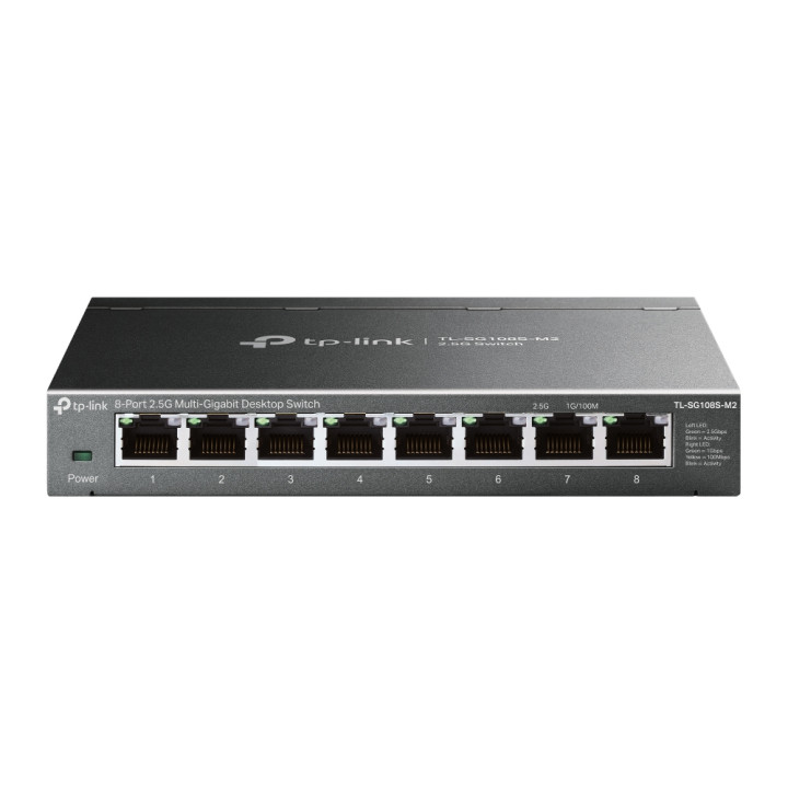 TP-Link TL-SG108S-M2 commutateur réseau Non-géré L2 2.5G Ethernet (100/1000/2500) Bureau Noir — vue 1