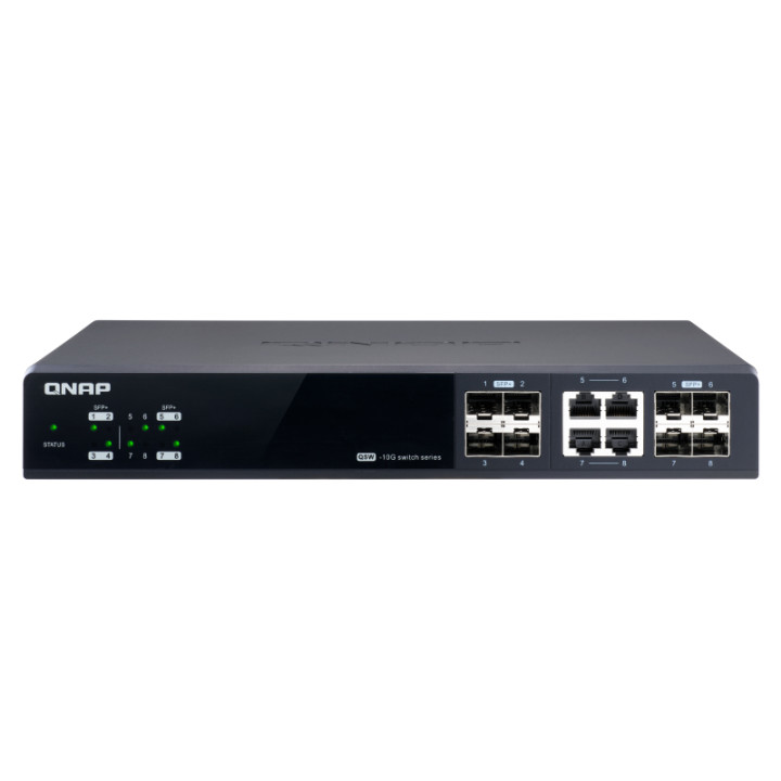 QNAP QSW-M804-4C commutateur réseau Géré 10G Ethernet (100/1000/10000) Noir — vue 1