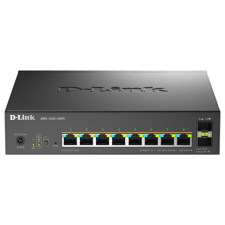 D-Link DMS-1250-10SPL Géré L2/L3 2.5G Ethernet (100/1000/2500) Connexion Ethernet, supportant l'alimentation v — vue 1
