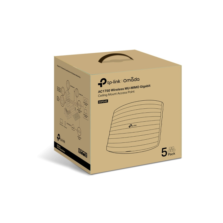 TP-Link Omada EAP245(5-PACK) point d'accès réseaux locaux sans fil 1750 Mbit/s Blanc Connexion Ethernet, suppo — vue 5