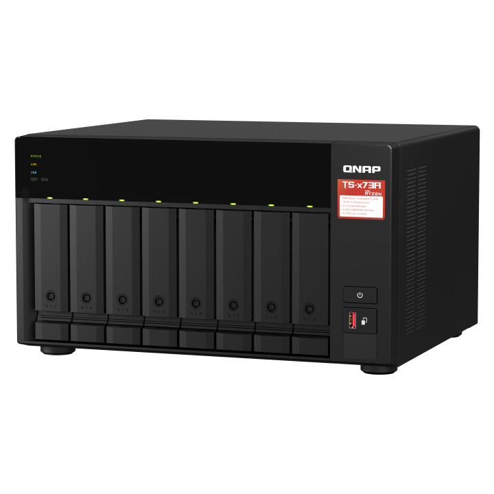 QNAP TS-873A NAS Tower Ryzen Embedded V1500B 8 Go DDR4 0 To QNAP Turbo System Noir — vue 5
