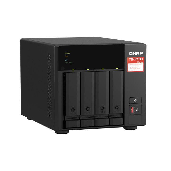 QNAP TS-473A NAS Tower Ryzen Embedded V1500B 8 Go DDR4 0 To QNAP Turbo System Noir — vue 2