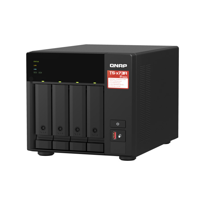 QNAP TS-473A NAS Tower Ryzen Embedded V1500B 8 Go DDR4 0 To QNAP Turbo System Noir — vue 4
