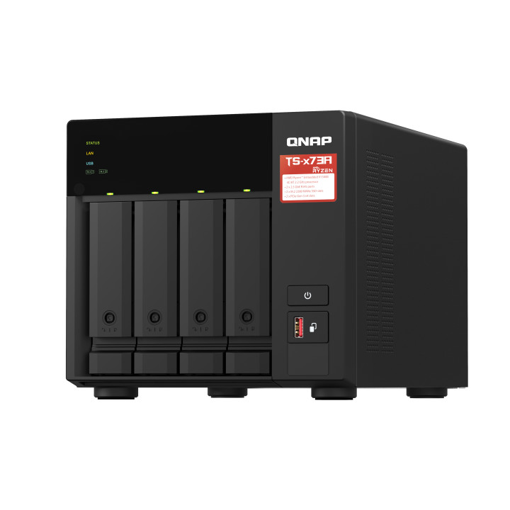 QNAP TS-473A NAS Tower Ryzen Embedded V1500B 8 Go DDR4 0 To QNAP Turbo System Noir — vue 5