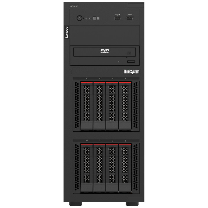 Lenovo ThinkSystem ST250 V3 serveur Tower Intel® Xeon® 6315P 2,8 GHz 16 Go DDR5-SDRAM 800 W — vue 1
