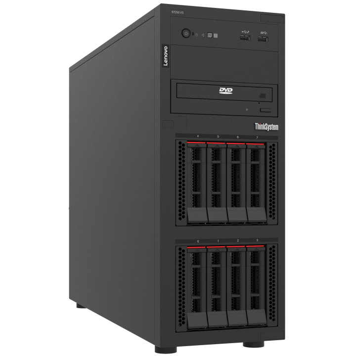 Lenovo ThinkSystem ST250 V3 serveur Tower Intel® Xeon® 6315P 2,8 GHz 16 Go DDR5-SDRAM 800 W — vue 3