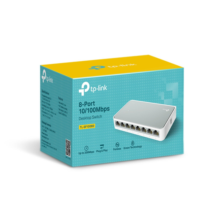 TP-Link TL-SF1008D Non-géré Fast Ethernet (10/100) Blanc — vue 3
