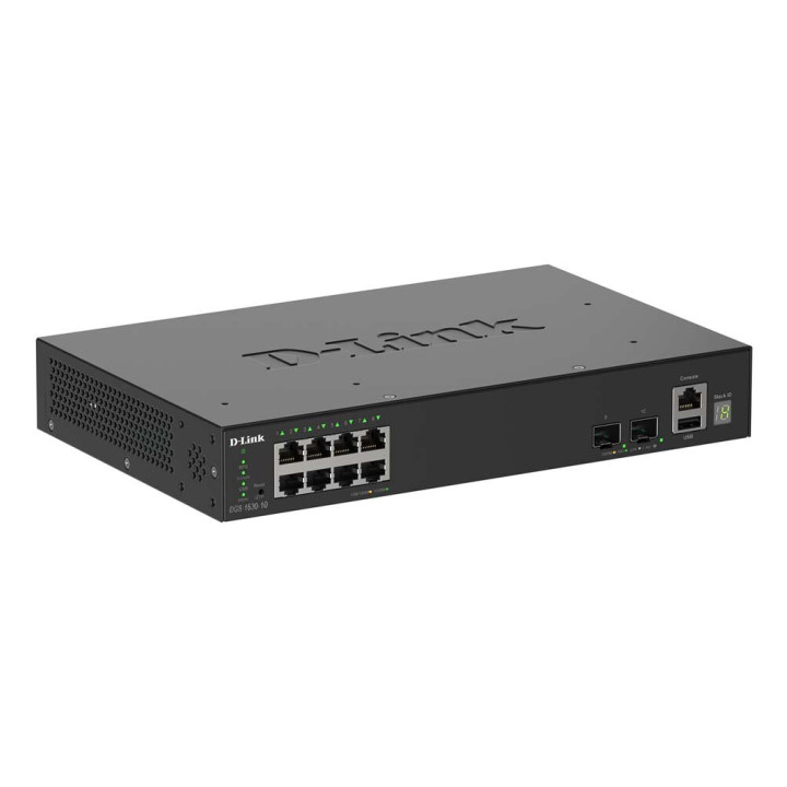 D-Link DGS-1530-10 Géré L2 Gigabit Ethernet (10/100/1000) Noir — vue 1
